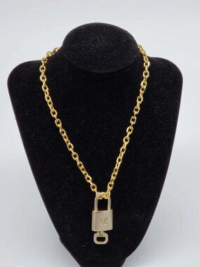 Gold-Plated Necklace with Authentic Louis Vuitton Padlock